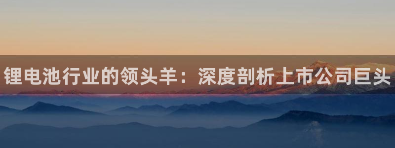 尊龙凯时游戏厅：锂电池行业的领头羊：深度剖析上市公司巨头