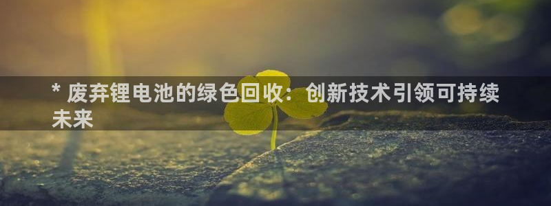 尊龙凯时ag旗舰厅官：* 废弃锂电池的绿色回收：创新技术引领可持续
未来